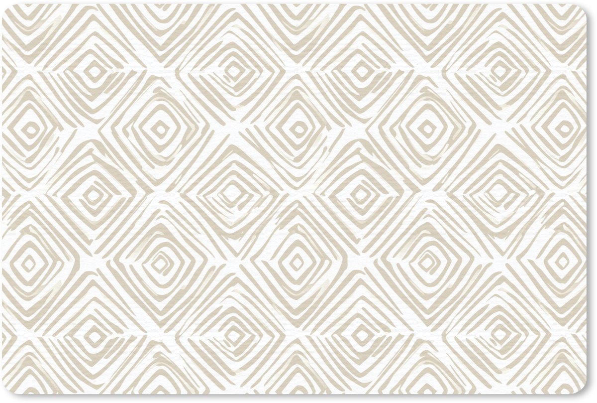 Muismat 13x8 cm - Mousepad Abstract - Ruit - Beige - Muismatten