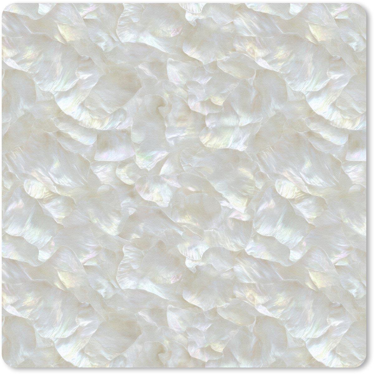 Muismat 20x20 cm - Mousepad Parelmoerglans - Wit - Schelp - Muismatten