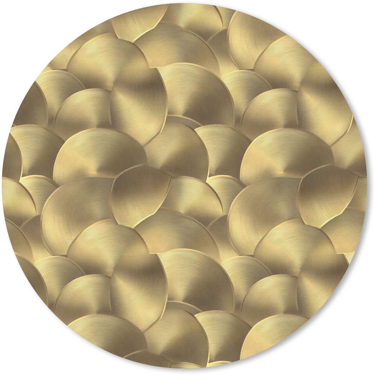 Muismat rond 50x50 cm - Mousepad Modern - Cirkel - Goud - Ronde muismatten