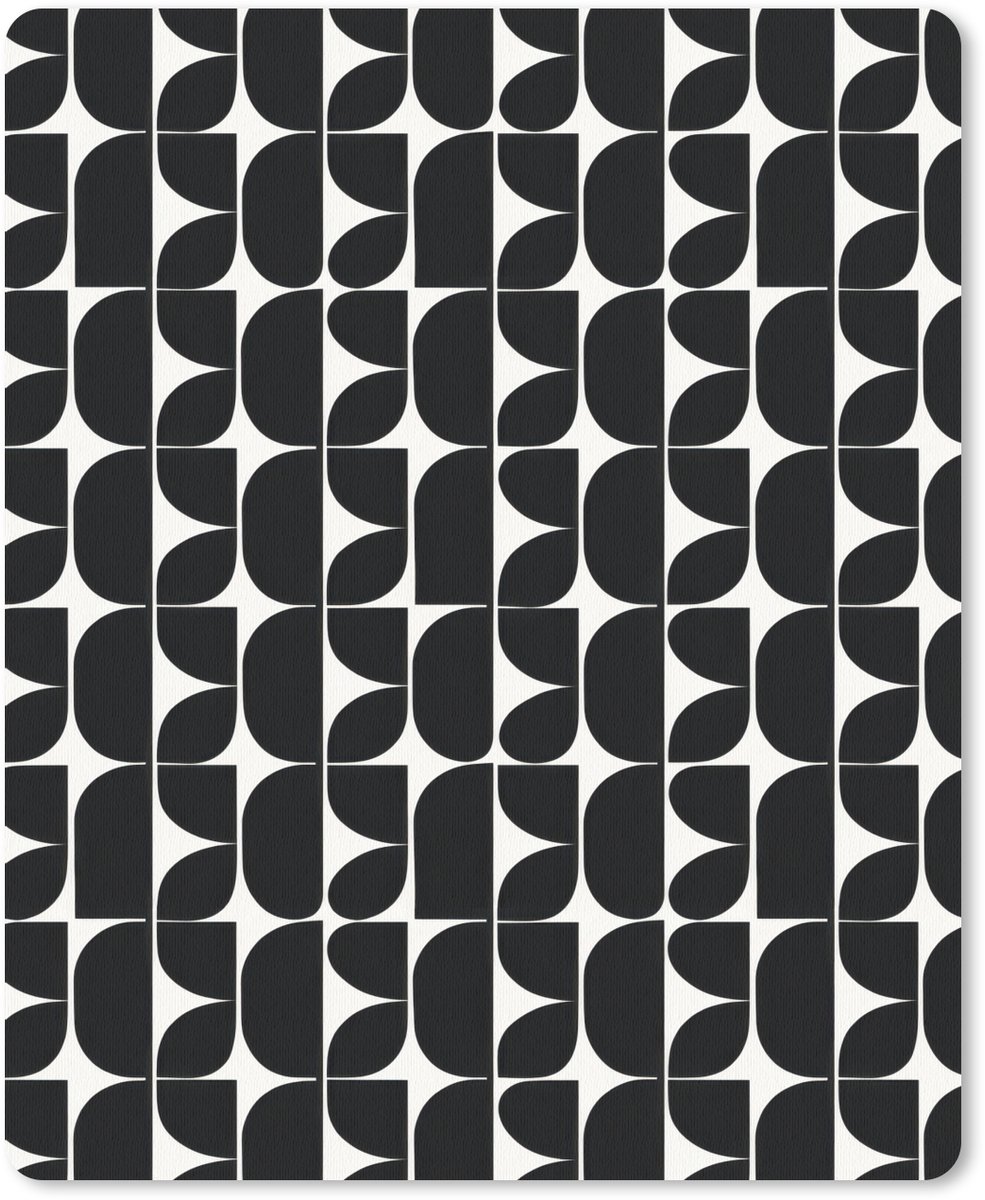 Muismat 12x16 cm - Mousepad Modern - Geometrisch - Zwart - Muismatten