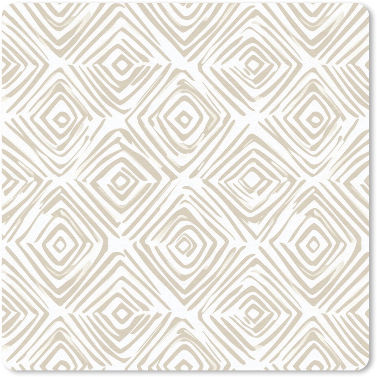 Muismat 20x20 cm - Mousepad Abstract - Ruit - Beige - Muismatten