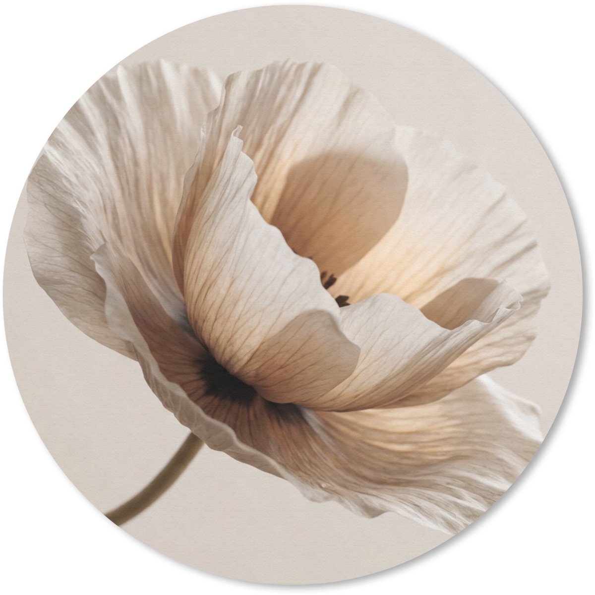 Muismat rond 40x40 cm - Mousepad Bloem - Beige - Crème - Ronde muismatten