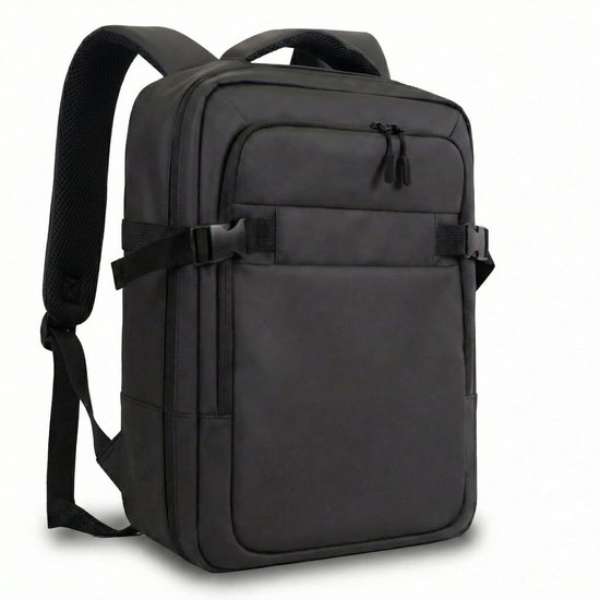 Reistas Rugzak Compact - Weekendtas Heren & Dames - Waterafstotend voor Vliegtuig - Rugtas 40x20x30 - Handbagage 15.6" met Laptopvak - Onderstoel Formaat Compact - Travel Cabin Bag - Voor Transavia, RyanAir & EasyJet - Schooltas - Zwart - Leonardo
