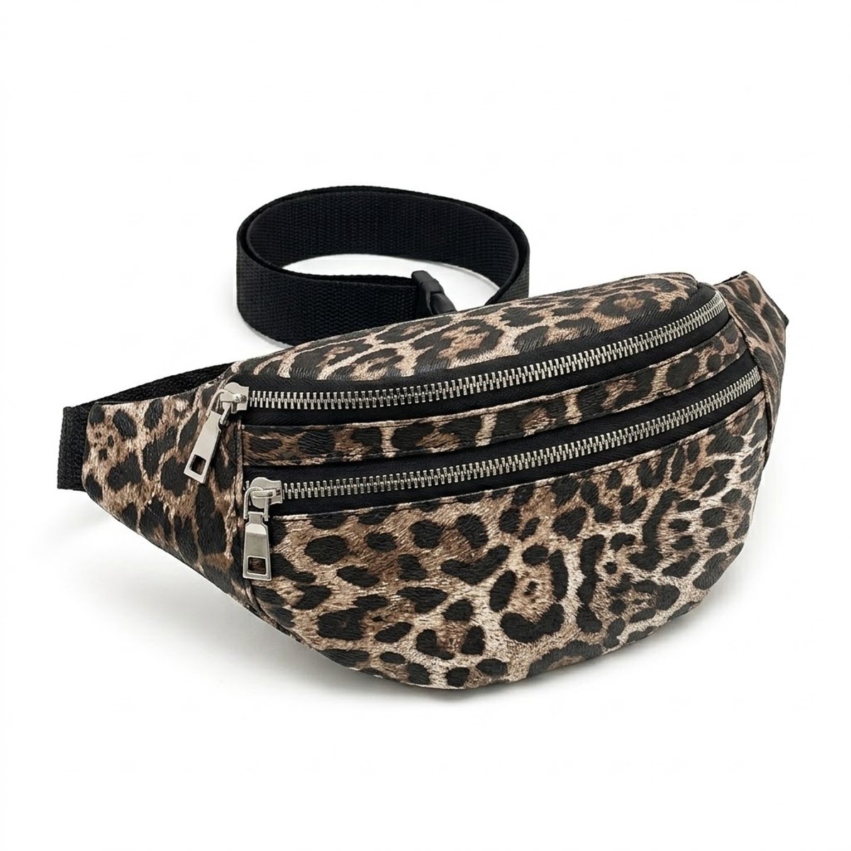 Kaki zwart heuptas dames en heren luipaard print heuptas verstelbare band met gesp meerdere rits vakken compact crossbody heuptasje met dieren patroon voor dagelijks gebruik reizen festivals en casual outfits