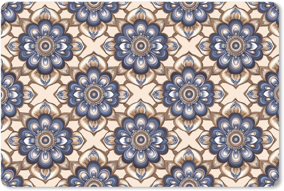 Muismat 13x8 cm - Mousepad Floraal - Ornament - Blauw - Muismatten