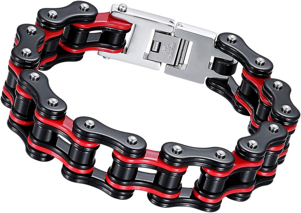 Motorfiets Biker Armband - Schakel Armband Polsband - Dagelijks Dragen - Roestvrij Staal - 216 cm - Zwart