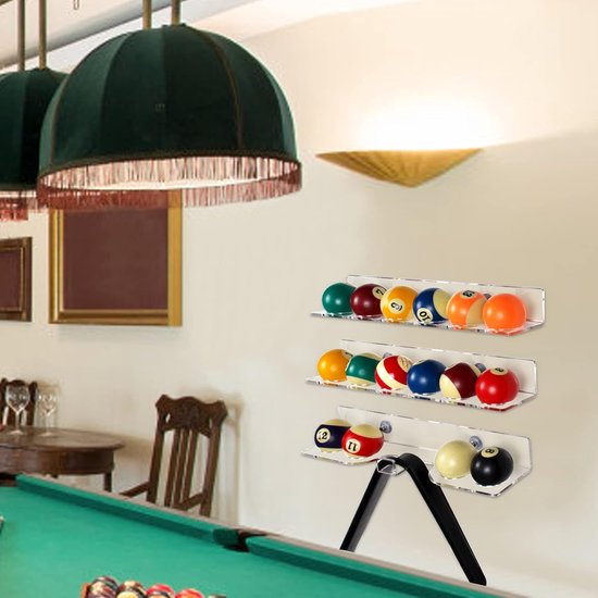 Pool Cue Rack - Billiard Stick Holder - Cue Storage - Self-Adhesive Mount - Holds 6 Cues - Transparent — afbeelding 4