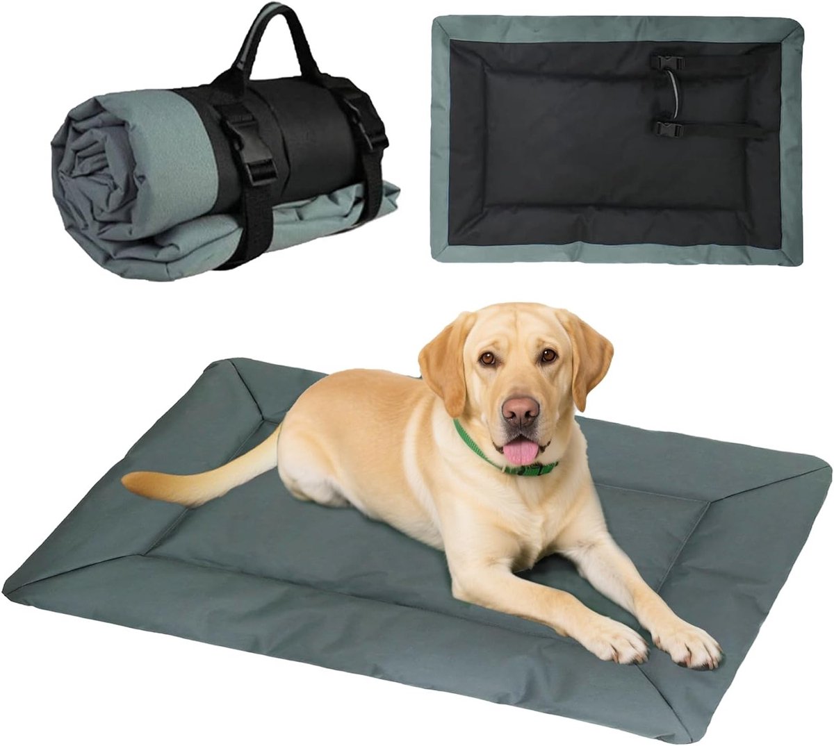 Comfortabele Hondenbed Mat - Opvouwbaar, Lichtgewicht, Waterdicht en Wasbaar Orthopedisch Kussen voor Vakantiegebruik (Grijs)