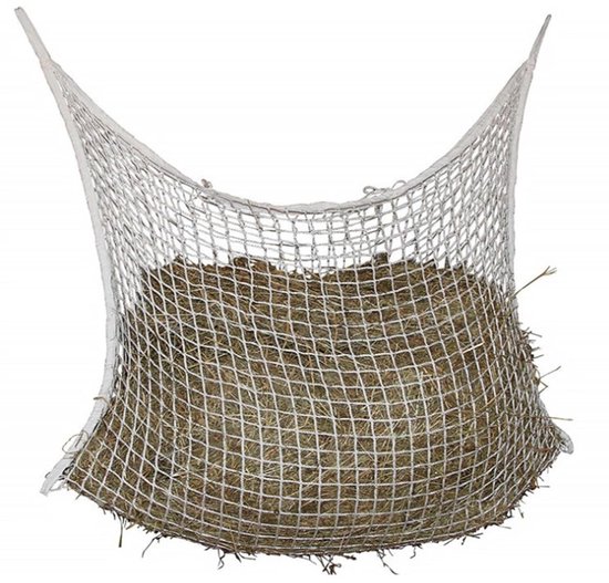 Slowfeeder-hooinet voor paarden — Voor de hele dag voeren en grazen — Groot formaat (80*90CM)-Wit