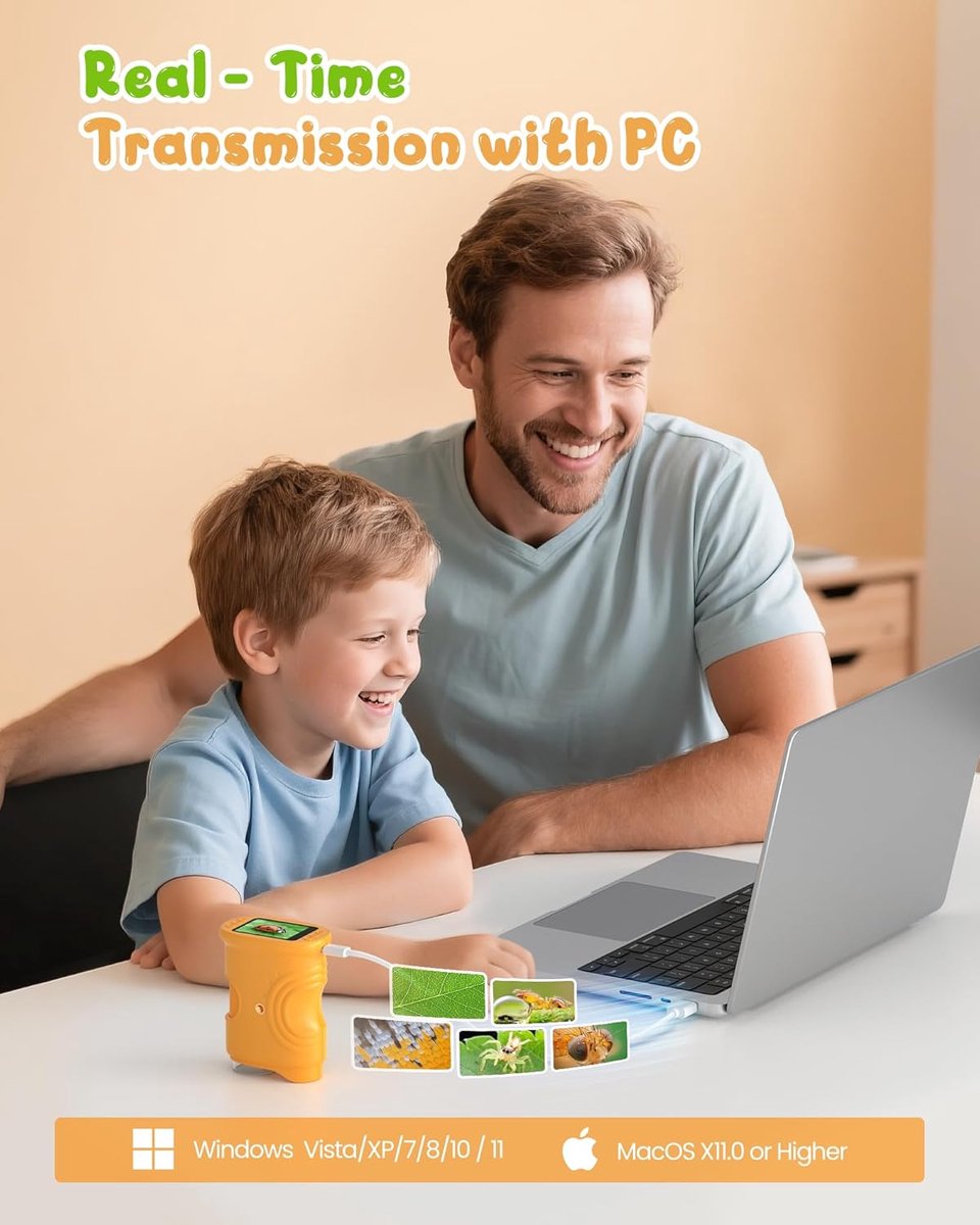 Kindermicroscopen - 1000x Digitale Kinder Microscoop - Geel - 8 LED-verlichting & 2MP Camera - Foto en Video Opname - 600mAh Oplaadbaar - Educatief & Wetenschappelijk Speelgoed voor Kinderen – foto 6