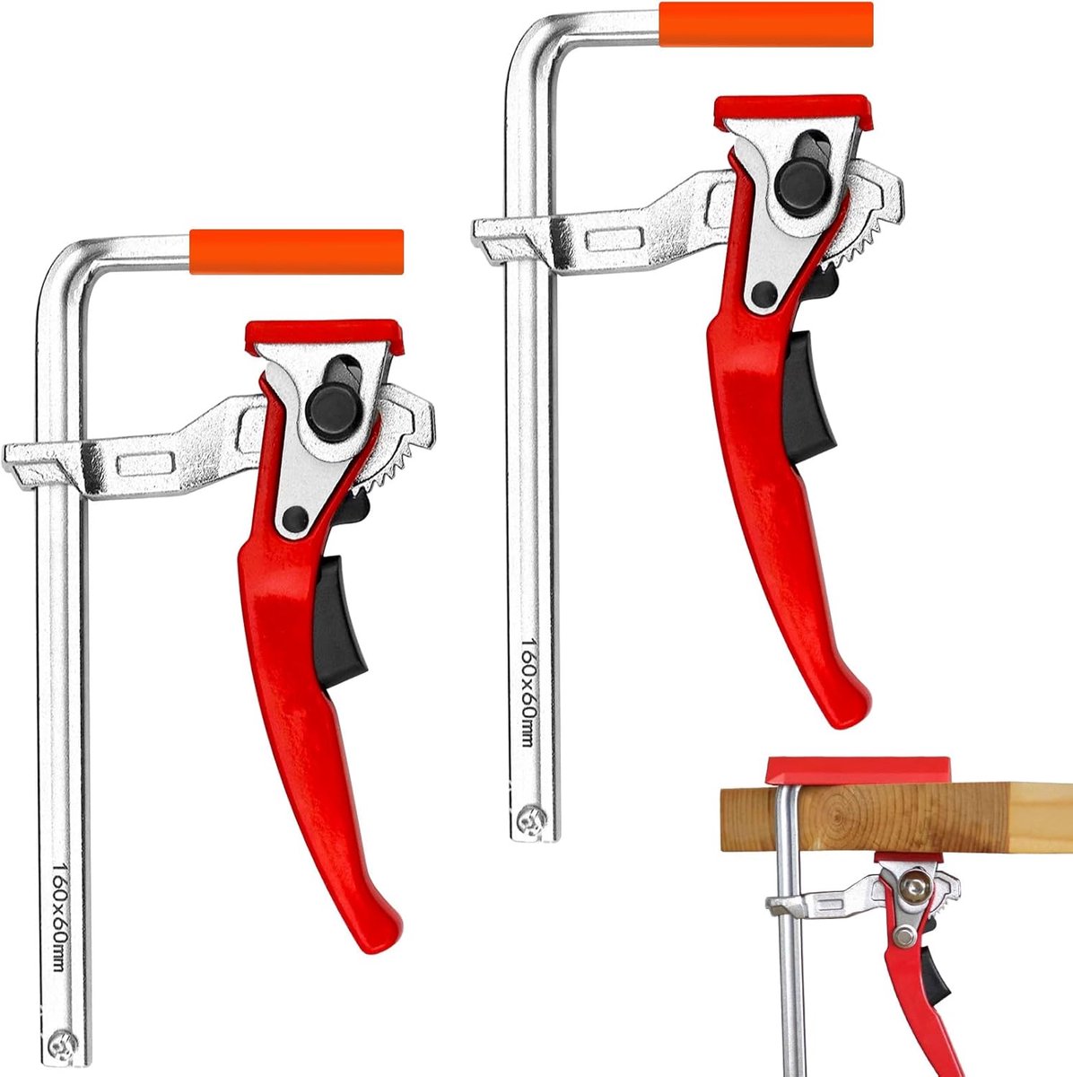 Pack van 2 geleiderailklemmen - leverklemmen 160 x 60 mm - robuuste en duurzame constructie - verstelbare klemkracht - ideaal voor het veilig klemmen van werkstukken in verschillende toepassingen