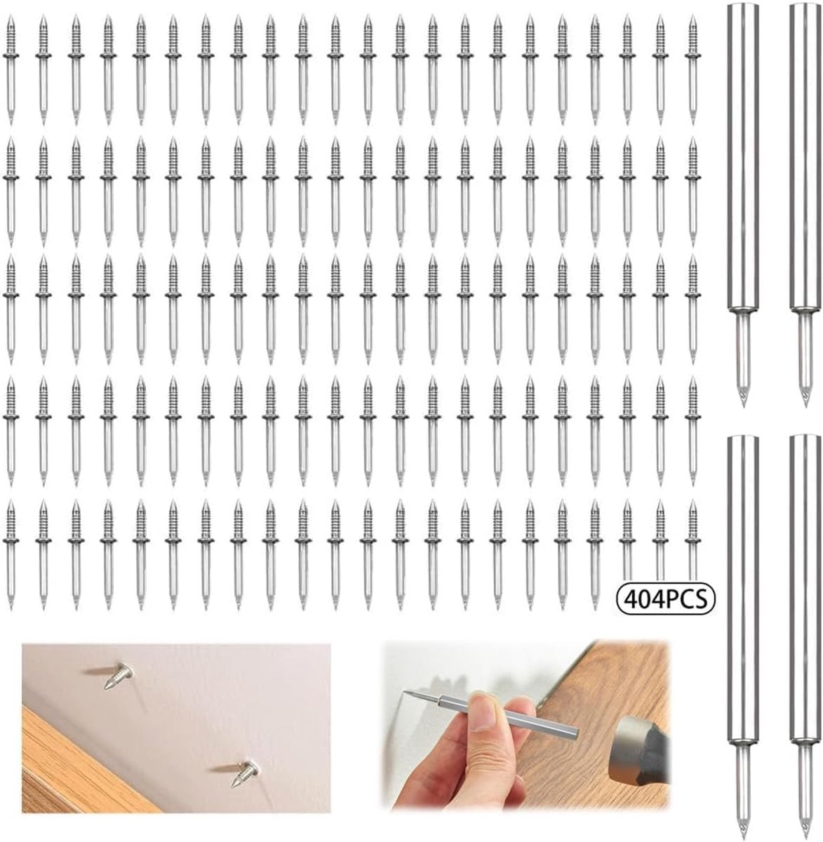 400 Pcs Dubbel Hoofd Basisdraad - Dubbel Hoofd Basisdraad Skirting Nagels - Onzichtbare Veiligheidsschroeven met Dubbele Tack voor Thuisdecoratie