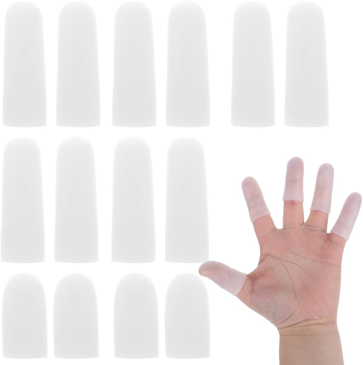 Pack van 14 - Silicone Finger Guards - Vingerbescherming - Twee Maten - Duim Bescherming - Ondersteuning voor Hand Pads - Vinger Barstjes - Vinger Artritis - Werk - Sport - Huishouden