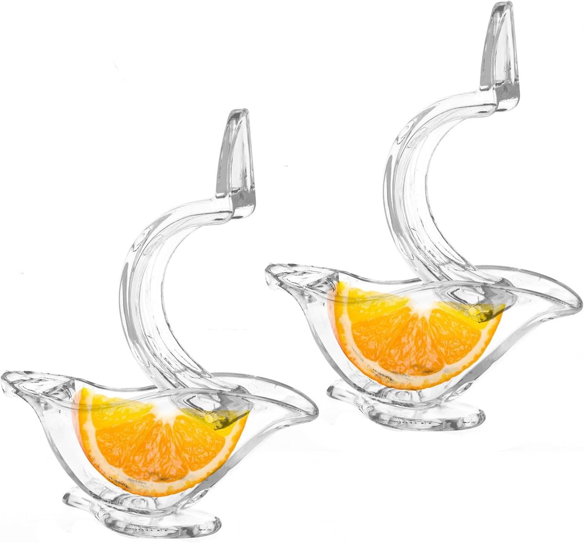 Set van 2 handmatige citroenpersen, draagbare plastic fruitpers, handzame citruspers in vogelvorm, geschikt voor sinaasappels, limoenen en granaatappels.