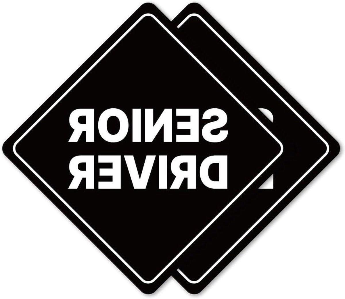 Senior Autobord - Bestuurder Sticker - Veilig Rijden - Weerbestendig Ontwerp - 127 x 127 cm - Zwart