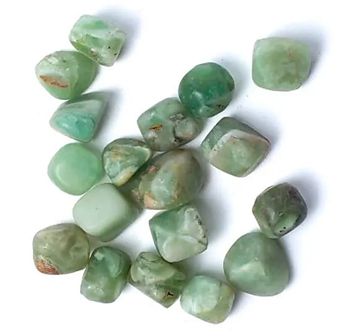 Groene fluoriet trommelstenen A-kwaliteit -- ±15-35cm; ±250g - ±1,5-3,5cm; ±250g - ±1.5-3.5cm; ±250g