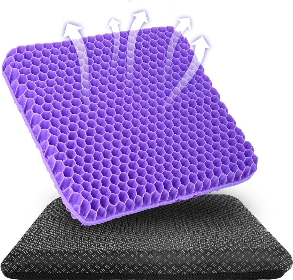 Gelkussen - Dubbellaags - Gel Zitkussen - Gelkussen Zitten - Stuitkussen - Wigkussen - Stoelkussen - Orthopedisch - Traagschuim Kussen - 43 x 39 x 4 cm - Paars - van Imperatoris