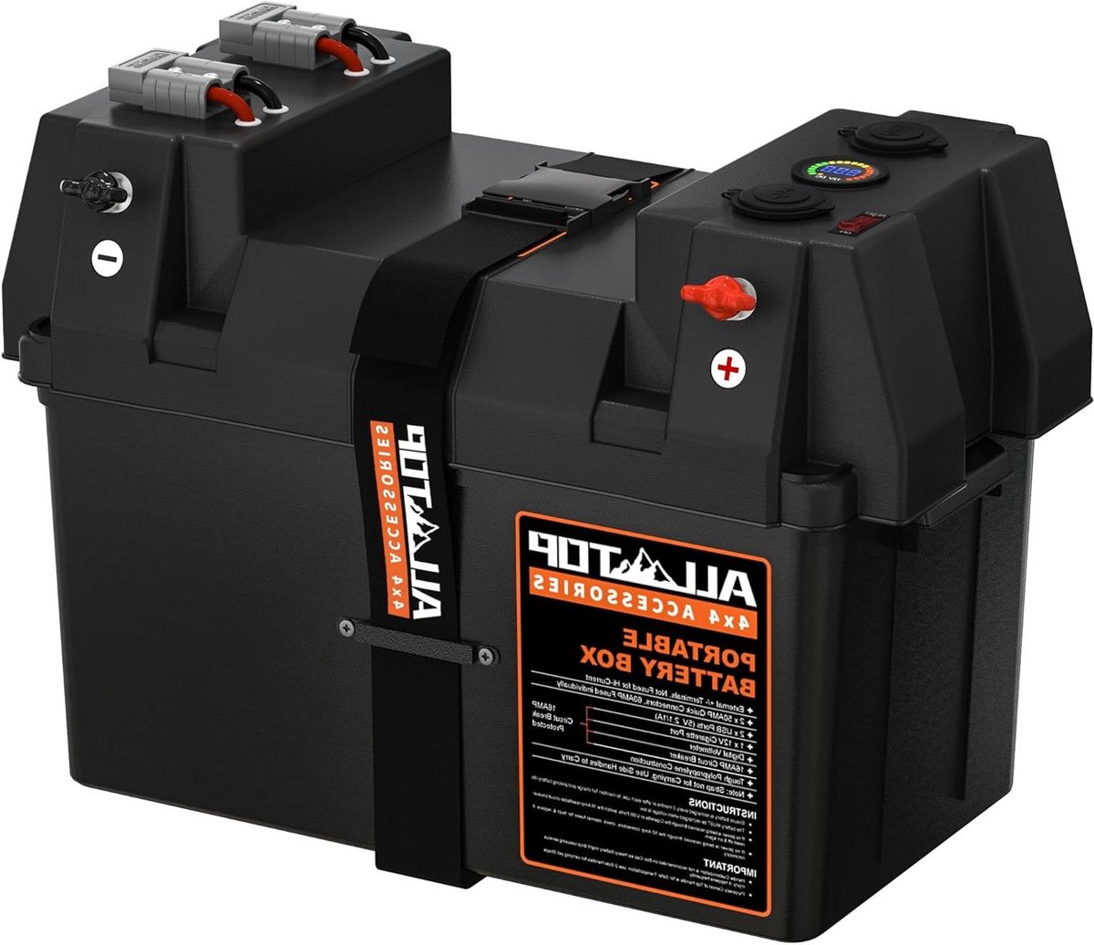 Draagbare Batterijbehuizing - Batterij Box - Camper Stroomvoorziening - Dubbele Anderson Aansluitingen - Groep 24/27 - Zwart