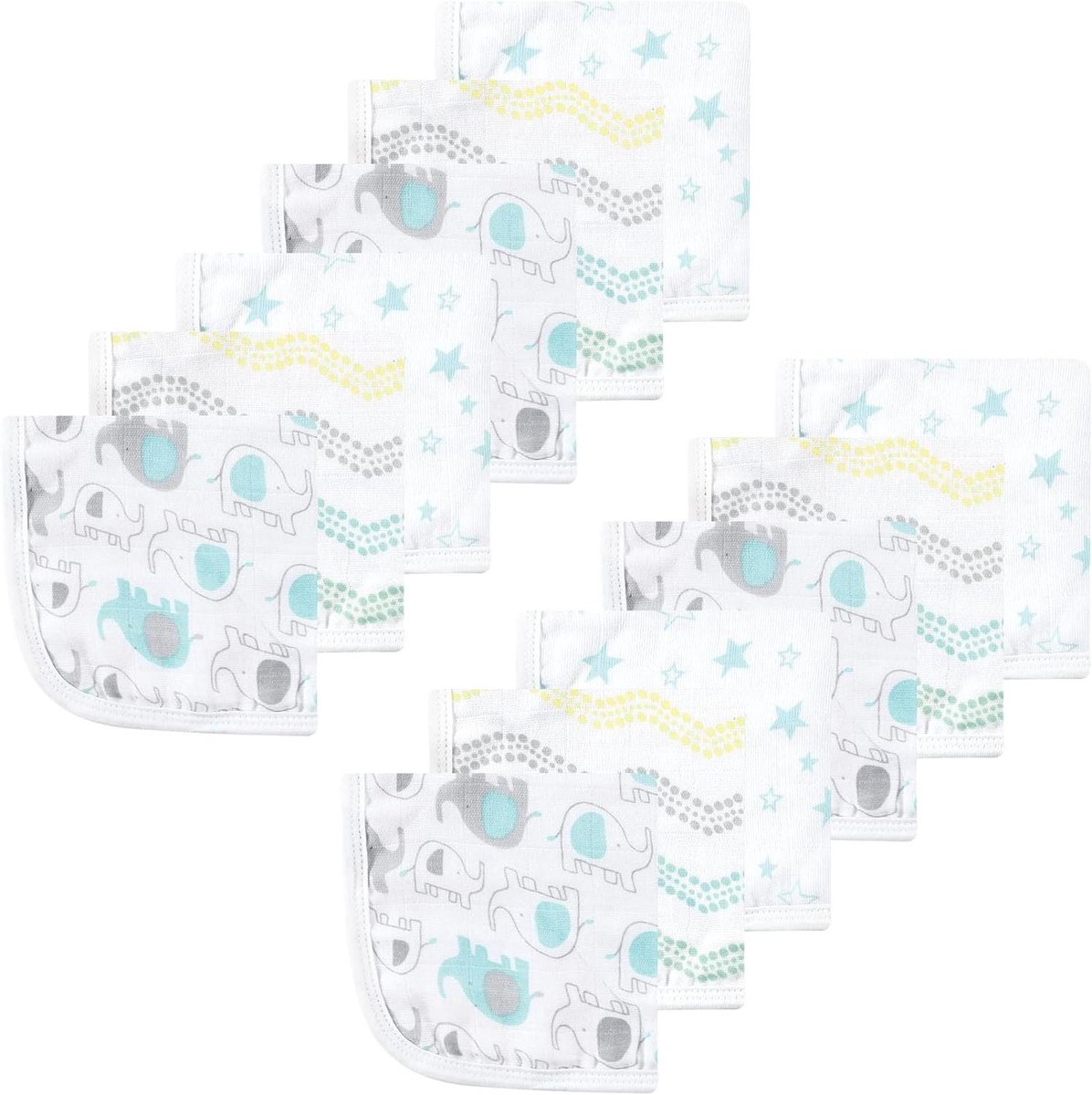 Muslin Washcloths - Baby Wasdoekjes - Baby Verzorgen - Zacht Katoen - One Size - Olifant Print