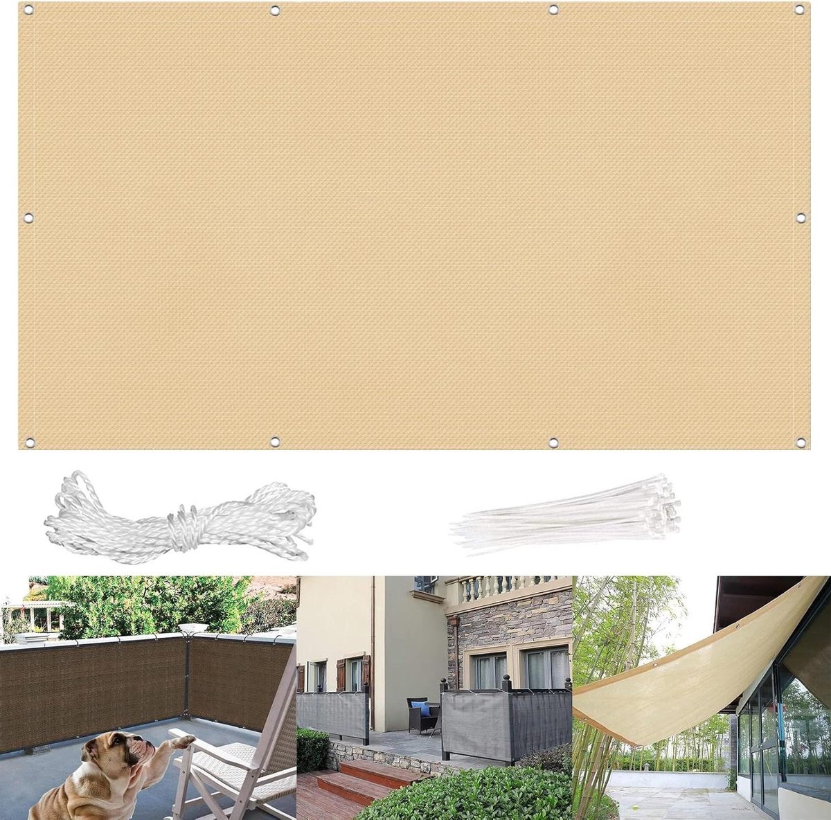 Tuin Privacyscherm - Hek Privacydoek - Terras Afschermen - UV- en Windbescherming - 80 x 400 cm - Zandgeel