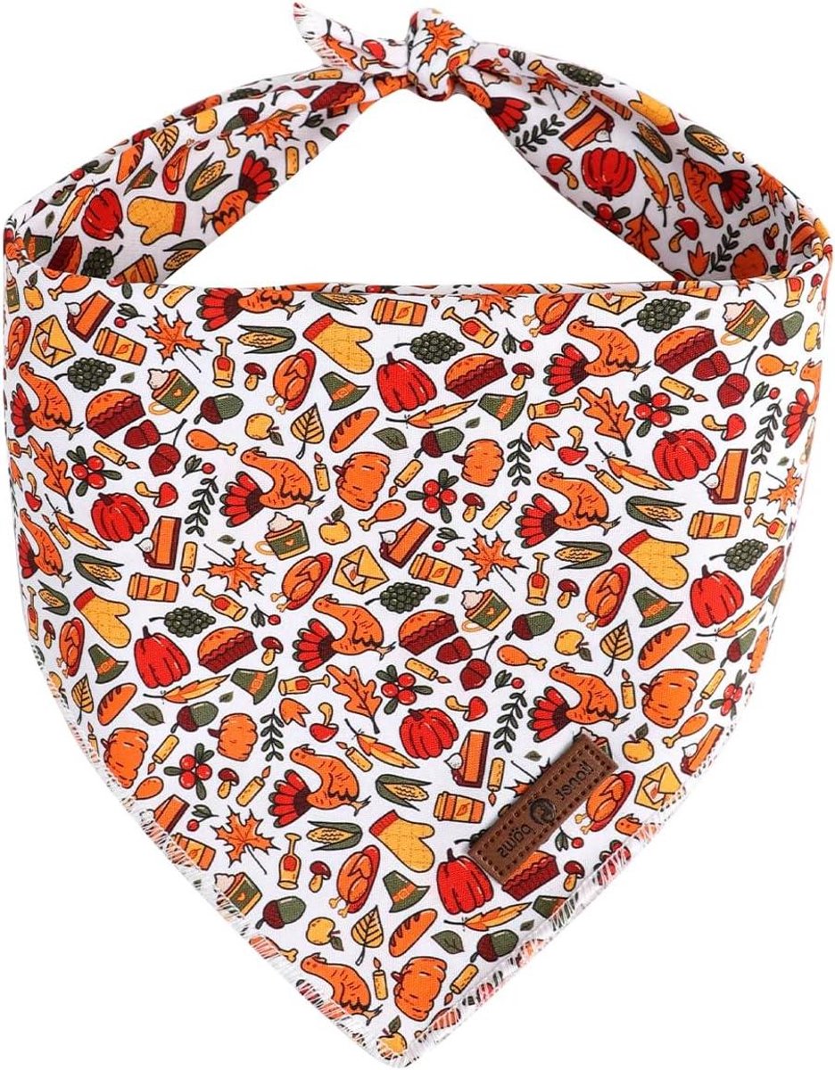 Katoenen Hondenbandana - Hondensjaal Slabbetje - Huisdier Aankleden - Omkeerbaar Ontwerp - Large - Oogst Herfst