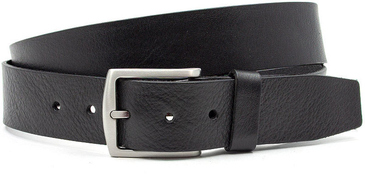 Stoere jeans riem zwart - Heren riem - 4 cm breed - Leer - Jeans riem - Casual - Maat 95