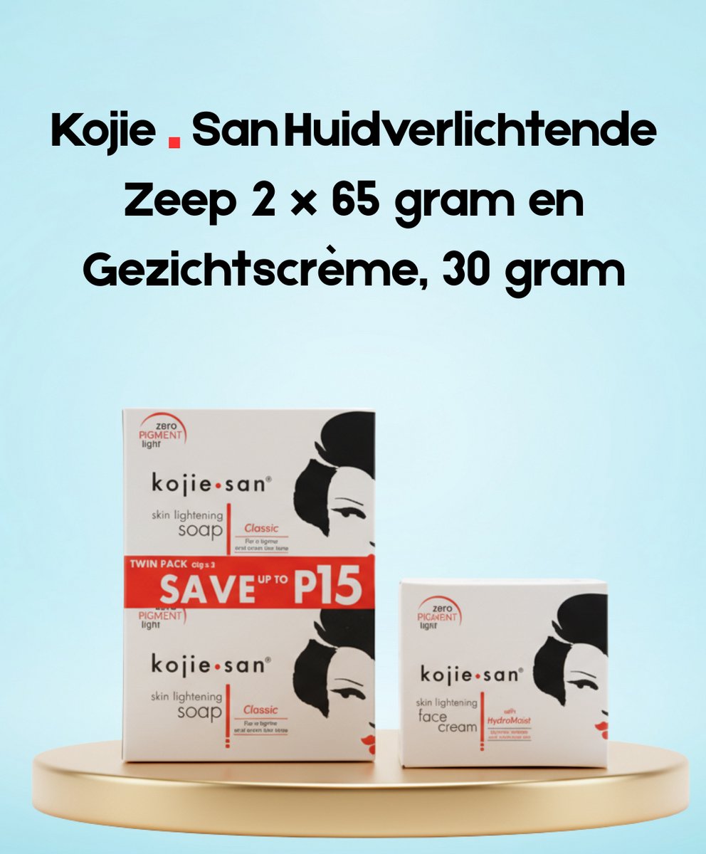 Kojie San Skin Lightening Face Cream + Soap Starter Pack – Verhelderende & Hydraterende Set – Helpt Donkere Vlekken te verminderen, Egaliseert de Huidtint & Hydrateert Intensief – Voor een Gladde, Stralende & Gezonde Huid