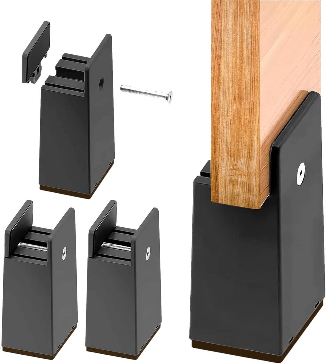 Meubelverhogers - Tafelverhogers Bankverhogers - Meubels Verhogen - Verstelbaar met Schroefklem - 5 cm Hoogte - Zwart