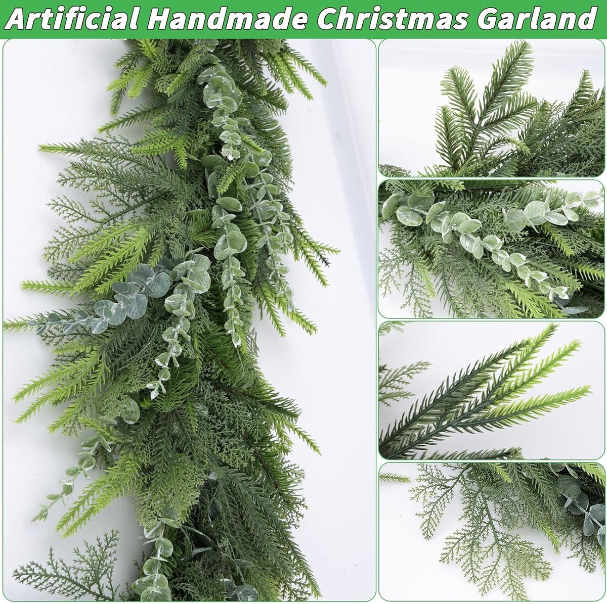 Kerstslinger - Ceder Guirlande - Kerstversiering - Handgemaakt - 274 cm - Groen – foto 7