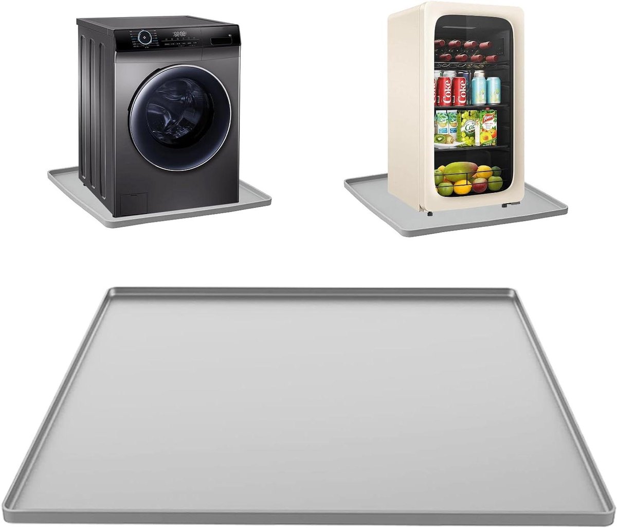 Wasmachine Opvangbak - Lekbak Wasmachine - Vloer Beschermen - Waterdicht met Rand - 60 x 60 cm - Zwart