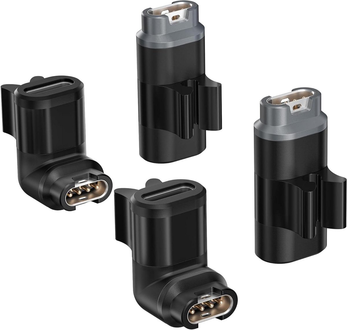 USB-C Hoek Adapter - Type-C Verloopstuk - Apparaten Laden - 90 Graden Hoek - 4 Stuks - Zwart