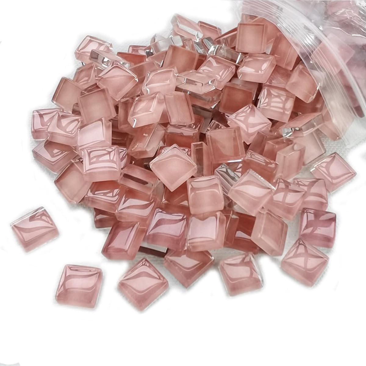 Glass Mosaic Tiles - Mosaic Stones - Red Series Bulk Square Glass Tiles - 450g - 1x1cm voor Crafts - Home Decoratie - Roze
