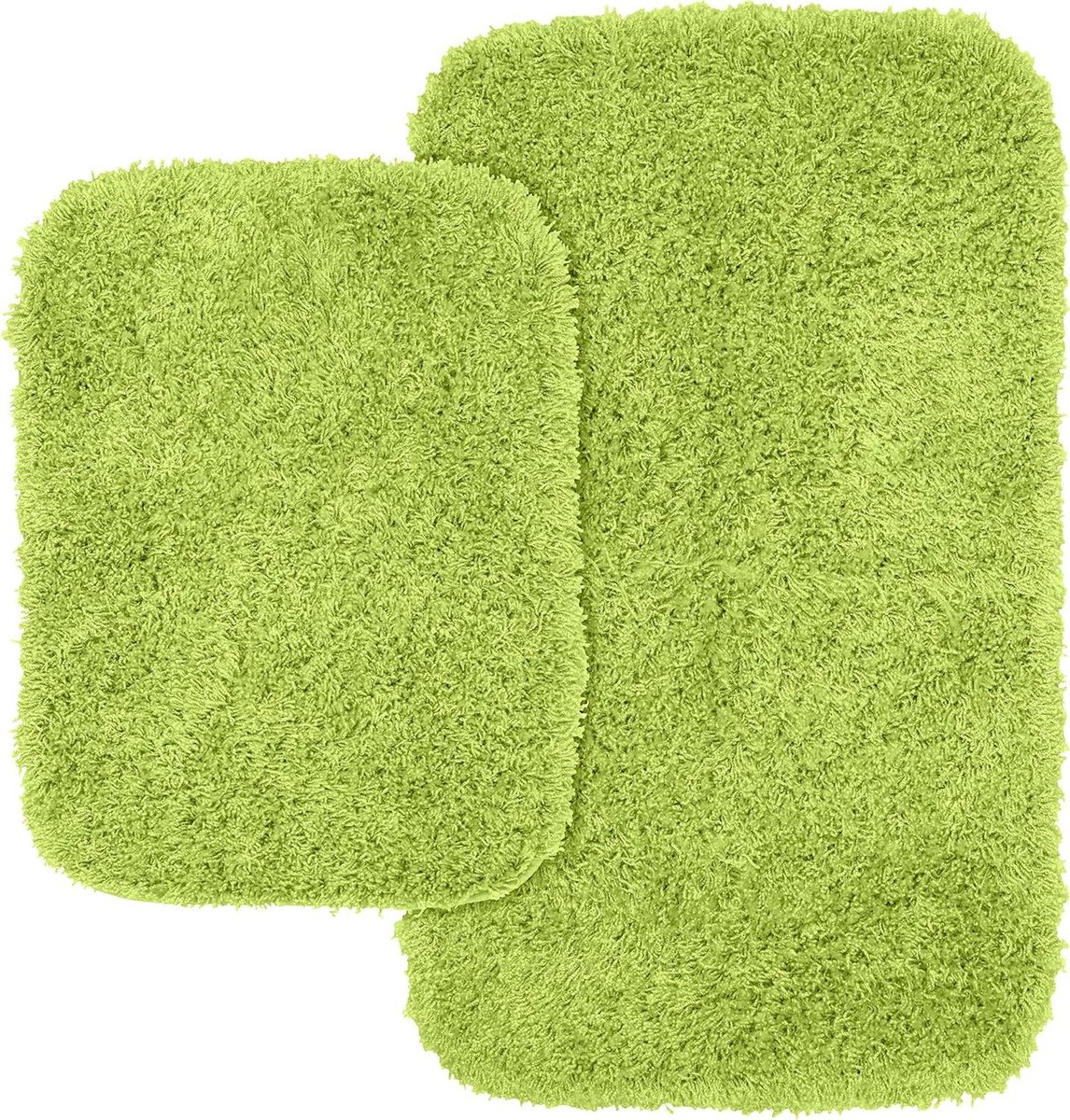 Shaggy Badmat Set - Nylon Matten - Badkamer Comfort - Hoogpolig Ontwerp - 2-delige Set - Linde groen