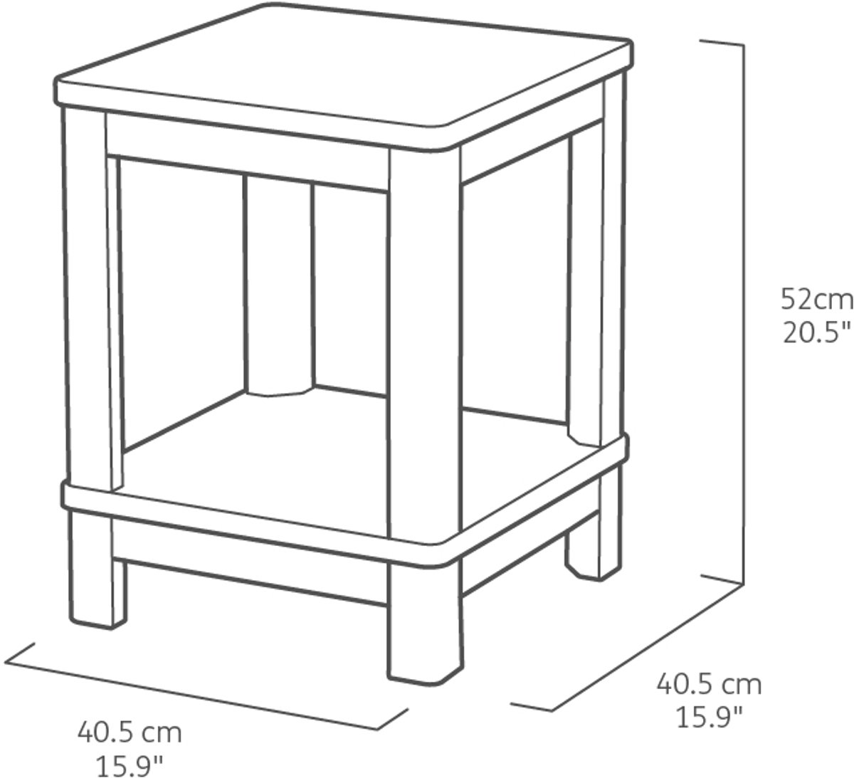 Keter Troy Deluxe Bijzettafel - 40.5x40.5x2cm - Grafiet thumbnail 3