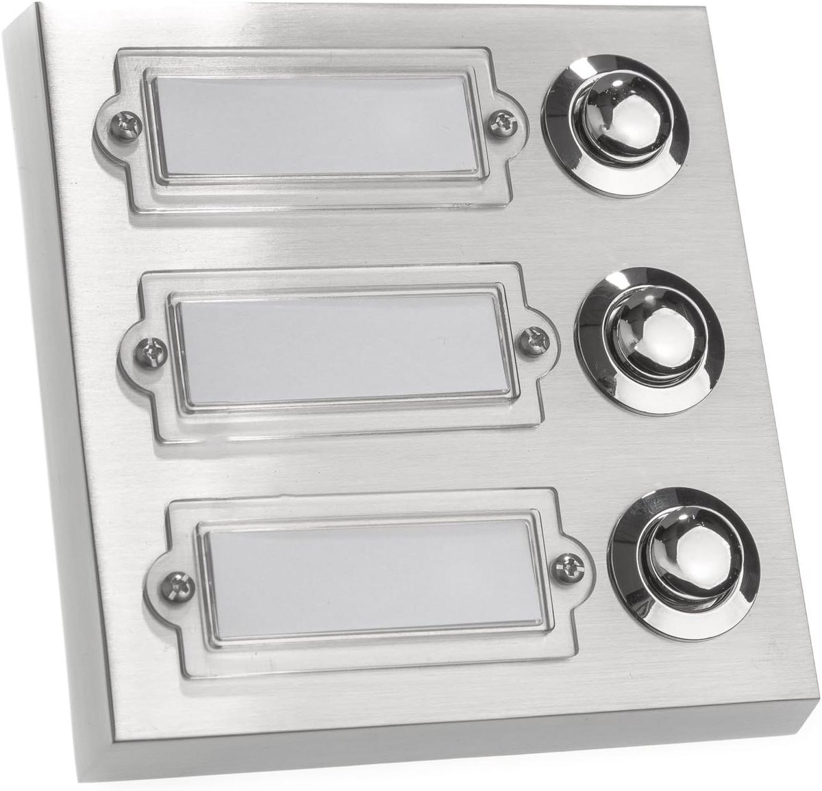 Opbouw belknop - Deurbelknop huisnummer - Voordeur bellen - Met naamplaatje - 10 cm diep - Metaal glanzend
