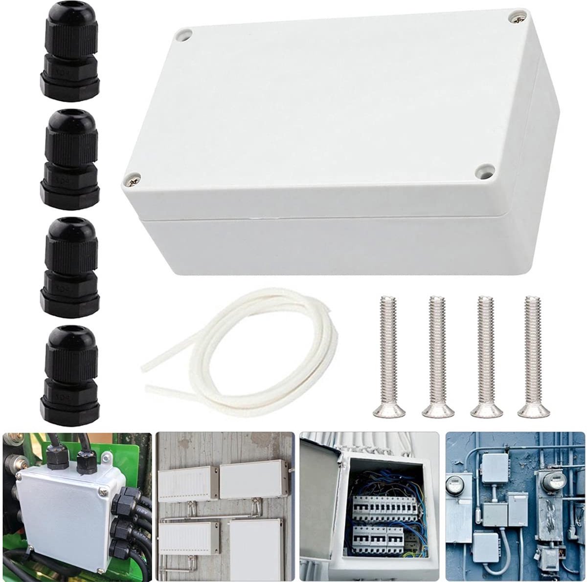 Waterdichte Elektronische Projectdoos 200 x 120 x 56 mm - IP65 ABS Kunststof Aansluitbox voor Buiten met PG7 Kabeldoorvoer en Bescherming tegen Weerselementen