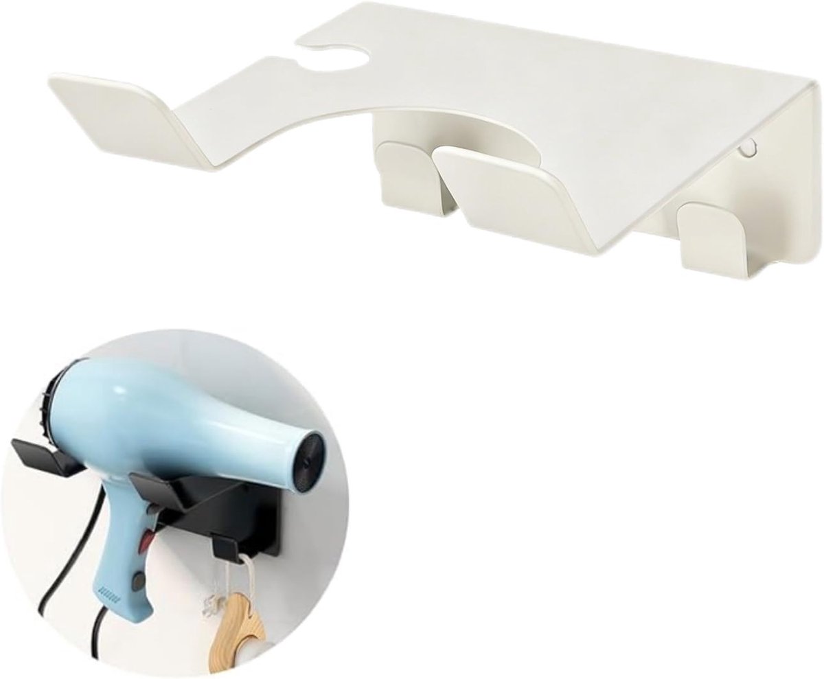 Muurbeugel voor Föhn met Dubbele Installatie, Roestvrijstalen Hanger voor Föhn en Haardroger, Wandmontage Accessoire voor Badkamer