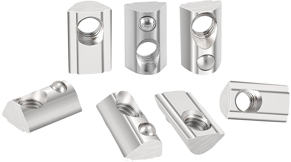 40 Stuks M6 Sleufmoeren met Centrumbal en 8T Schroefset voor Aluminium Profielen en Carbon Staal, Ideaal voor Constructies en Bevestigingen
