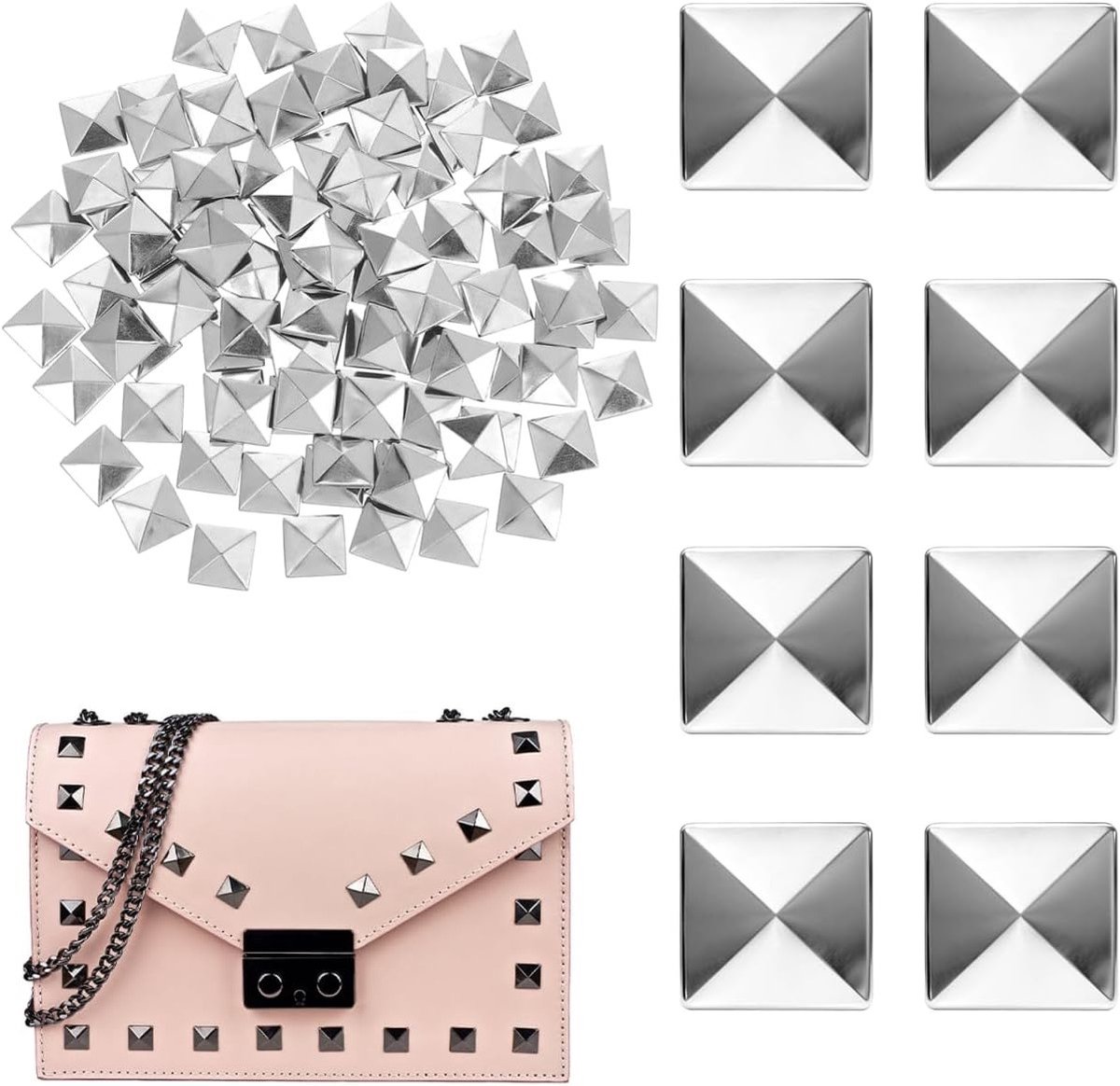 100pcs Platte Studs voor Leren Rivets - Lijmstuds voor Creatieve Projecten, Tassen, Kleding en Schoenen in Brons en Zilver