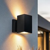 Luminize solar tuinverlichting op zonne-energie - solar buitenlamp met dag- en nachtsensor - wandlamp buiten - up en down - 12,5x9x15 cm - IP54 - zwart