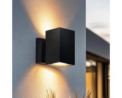 Luminize solar tuinverlichting op zonne-energie - solar buitenlamp met dag- en nachtsensor - wandlamp buiten - up en down - 12,5x9x15 cm - IP54 - zwart