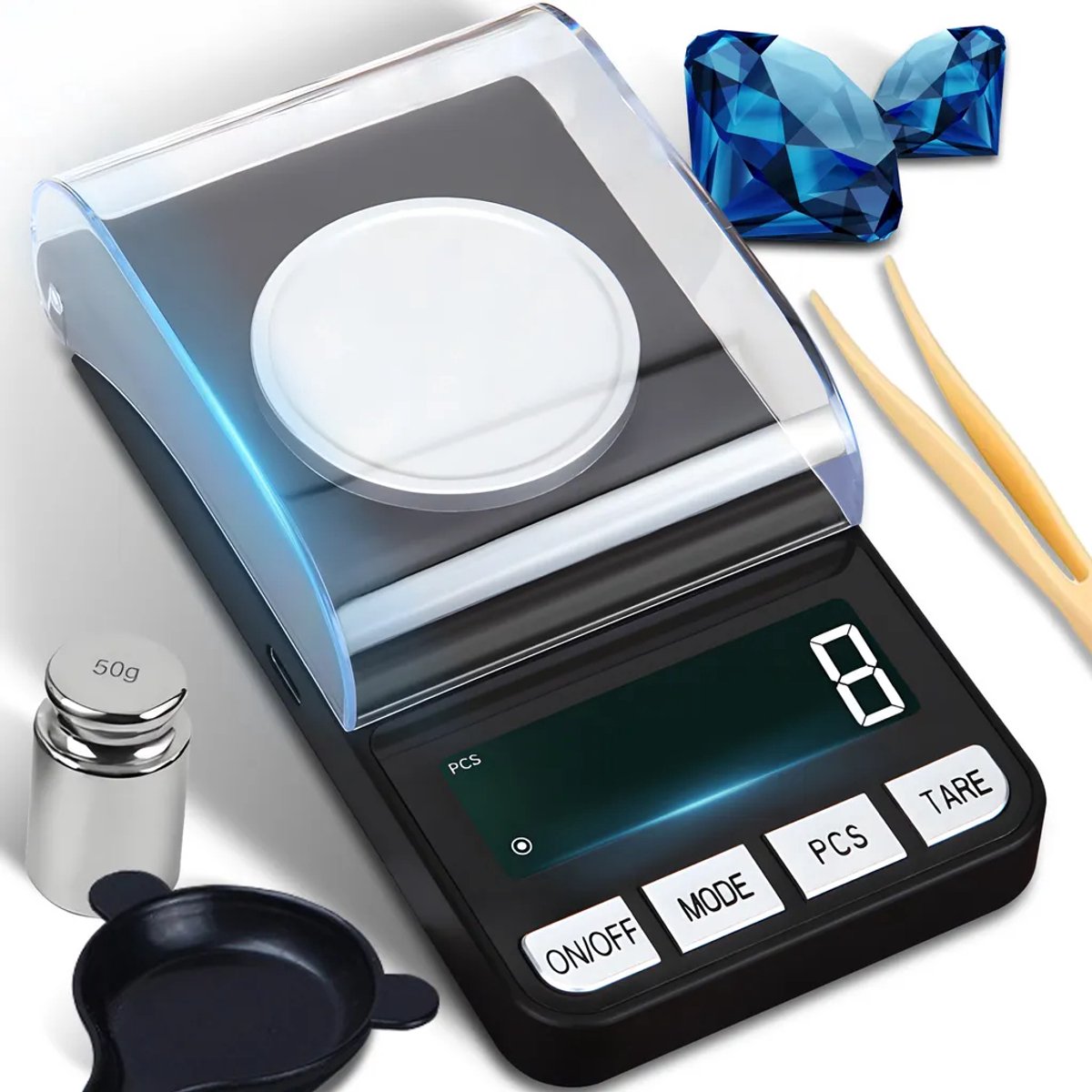 Nauwkeurige elektronische weegschaal 20 g/0,001 g mini elektronische weegschaal zakweegschaal goudweegschaal laboratoriumweegschaal precisieweegschaal milligramweegschaal LCD-display met achtergrondverlichting automatische uitschakeling