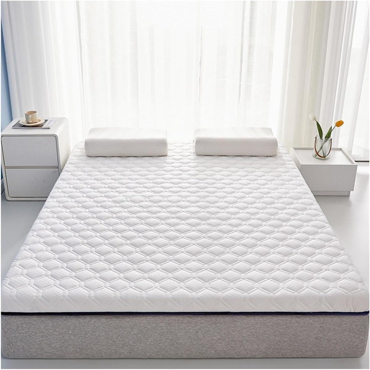 Vloermatras Futonmatras - Draagbare Opvouwbare Mat - Comfortabel Slapen - 5-laags Proces - 100x200cm - Wit