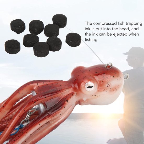 Inktvis Aas - Kunstaas Octopus - Zeevissen Lokaas - Gecomprimeerde Inkt - 300 G - Rood — afbeelding 2