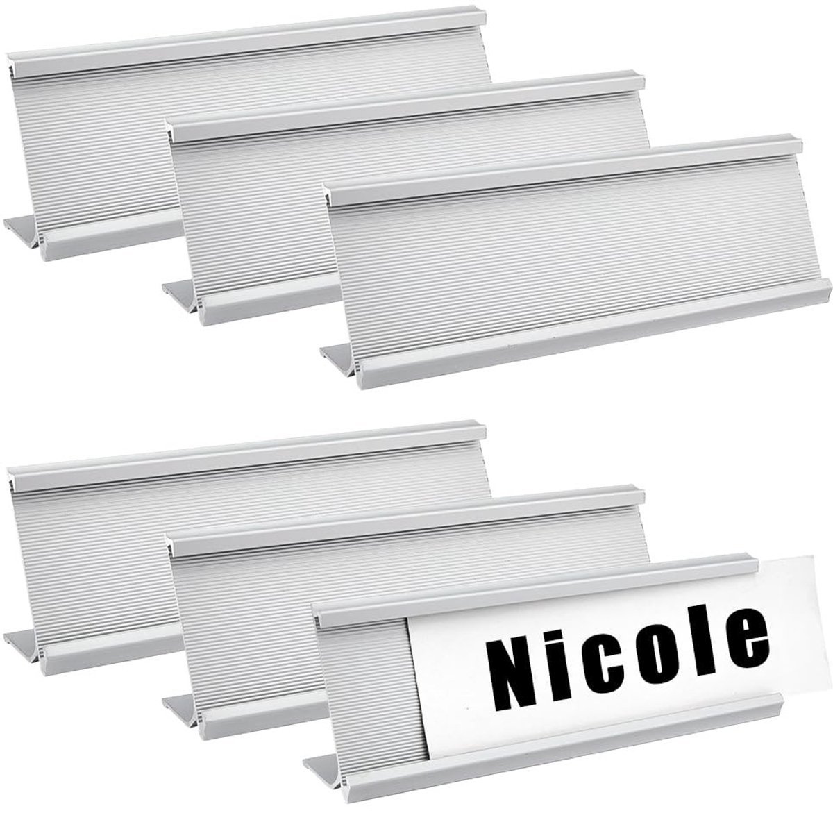 Dailygoods - 6 Stuks Aluminium Naamplaatjeshouders voor op het Bureau