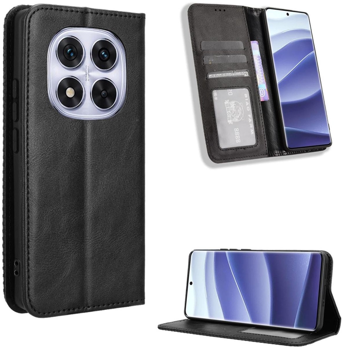 Dailygoods - Leren Telefoonhoes voor Xiaomi Redmi Note 15 5G met Kaartenvak en Standaard