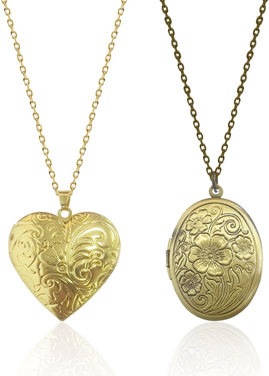 Dailygoods - Retro Gesneden Kettingen Set van 2 voor Dames