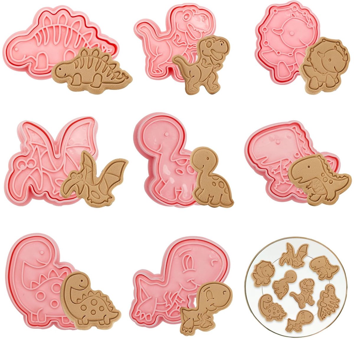 Dailygoods - Set van 8 Dinosaurus Koekjessnijders voor Taartdecoratie