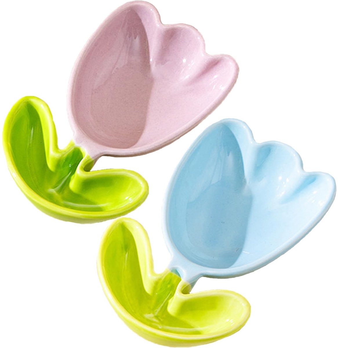 Dailygoods - Set van 2 Mini Keramische Schaaltjes in Bloemvorm