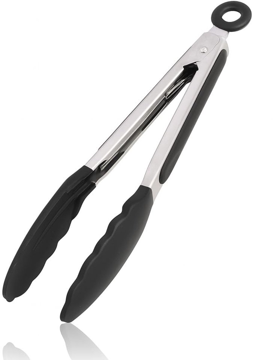 Dailygoods - Professionele Zwarte Keukentang van 23 cm met Siliconen